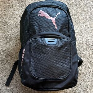 Puma Unisex Backpack Black Brown Logo School Travel Athletic Bag One Size